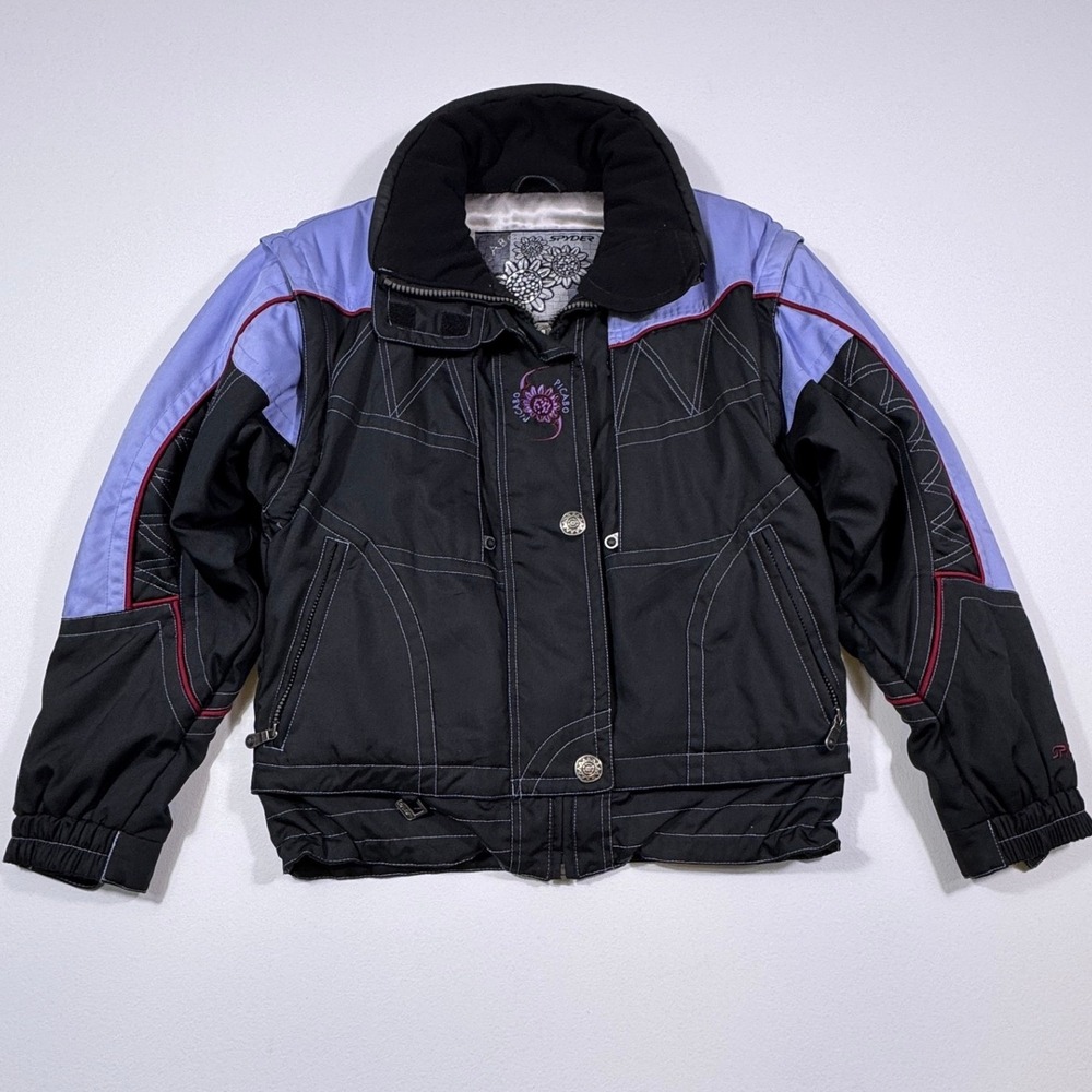 Spyder‎ Picabo Street Ski Jacket Womens 8 Black Lavender Thinsulate Vintage 90s
